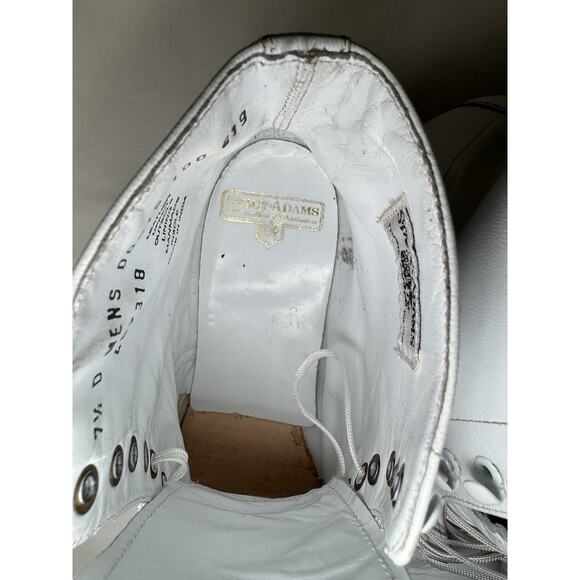 Stacy Adams White Leather Cap Toe Dress Boots Men’s 7.5D Lace Up Formal Vintage - Picture 9 of 10